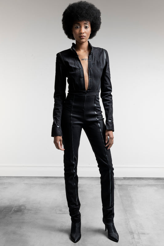 Piped jumpsuit - women's cut