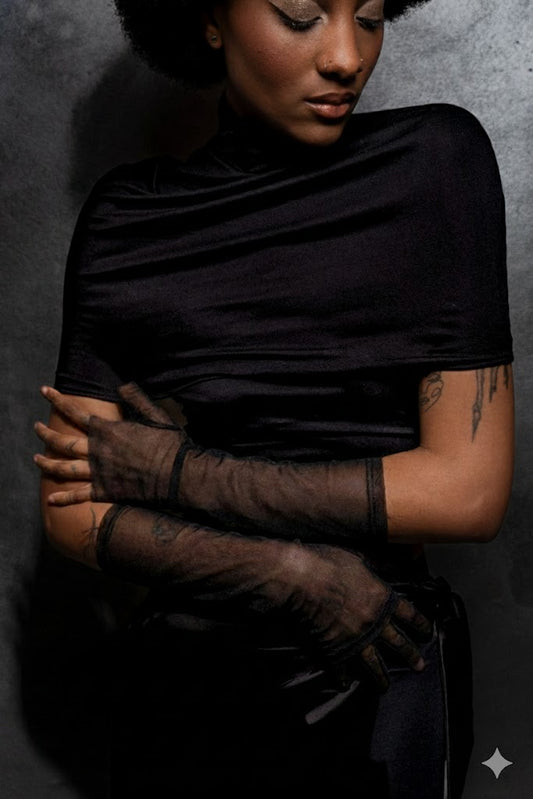 Sheer fingerless gloves